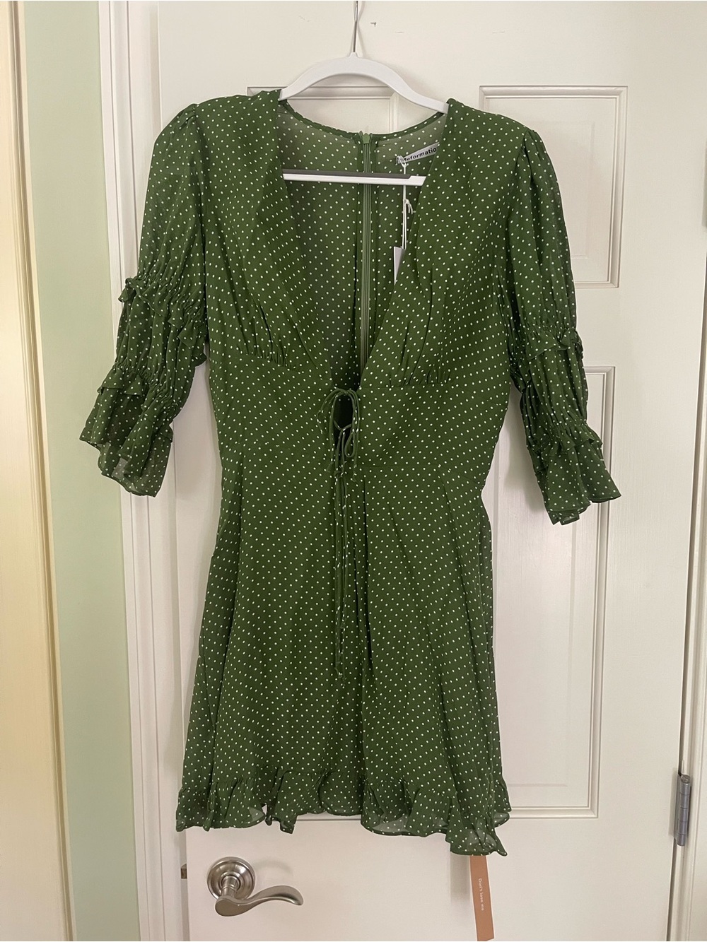 Reformation Olive Green Polka Dot Dress